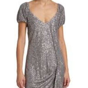 Caroline Constas Genevieve Sequin Mini Dress White Silver Size XS NWT